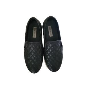 Steve Madden Womens Ecentrcq Low Top Slip on Quilted Sneakers Black Size 8B